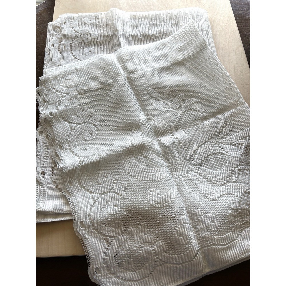 Vtg 1990 Lace Valance LOT of 2 60 x 19 New Unused Hornick White Floral Cottage